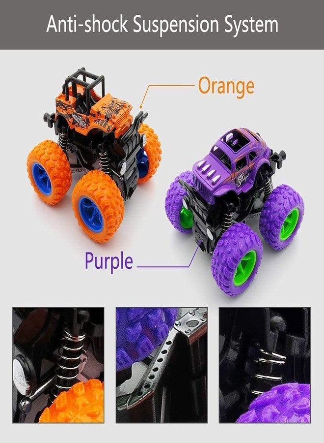 PULSBERY 4WD Monster Truck Cars Push and Go Toy Trucks Friction Powered Cars 4 Wheel Drive Vehicles for Toddlers,Multicolor,Pack of 2 - Image 4